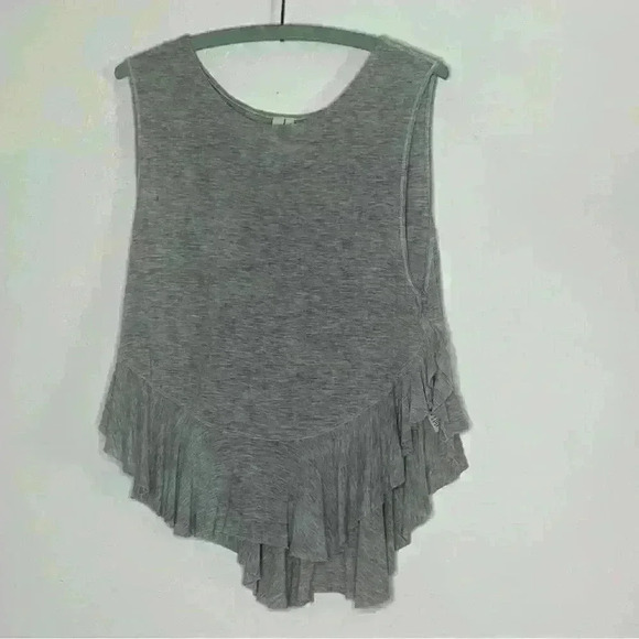Free People Uptown Ruffle Tank in Grey Heather sz small - Picture 2 of 7